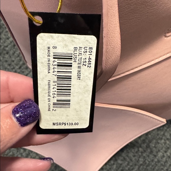 Elegant Bebe Pink Leather Tote Bag - Picture 5 of 9